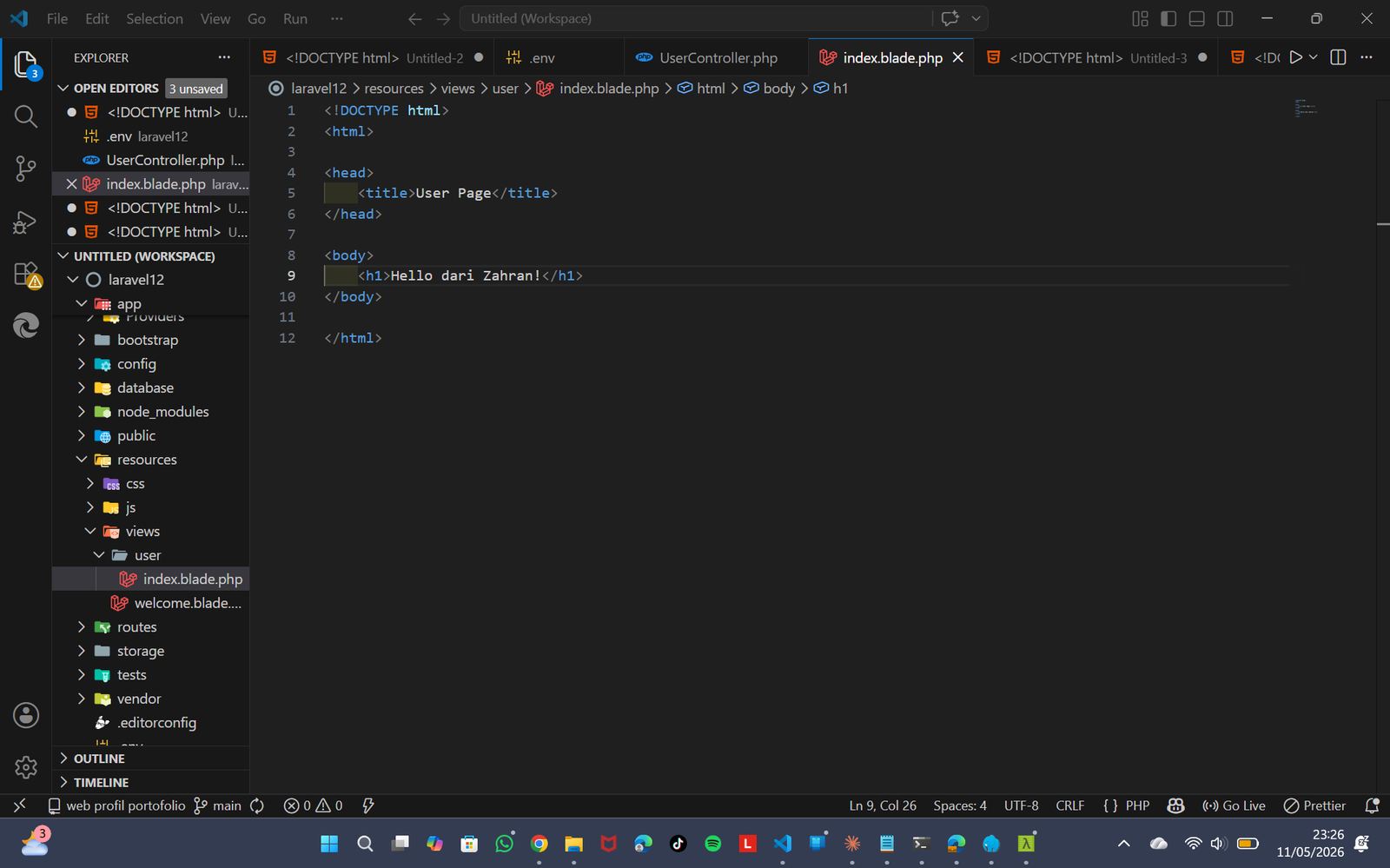 Membuat View User